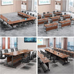 Conference Table,Folding Conference Room Tables Modern Folding Training Table with Flip Top,Mobile Conference Table with Four Locking Wheels,Executive Desk for Meeting Room,Office(2pack 120 * 60 * 75)