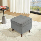 FAGAGA Storage Ottoman with Adjustable Lid, Soft Step Stool, Footrest and Seat, Ottoman Foot Rest for Living Room, Bedroom, Dorm, Light Gray