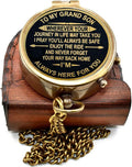 Vintage Brass Pocket Compass Gift for Grandson “to My Grandson” Engraved Compass with Leather Case & Chain | Meaningful Keepsake for Grandson | Birthday Gift | Graduation Day Gifts
