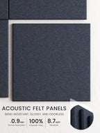 Bumusty Large Cork Board 36"x24" Alternative - 6 Pack Felt Wall Tiles with 40 Safe Removable Adhesive Tabs, 30 Pushpins, Cork Boards for Walls Pin Board Bulletin Board (Deep Charcoal Blue)