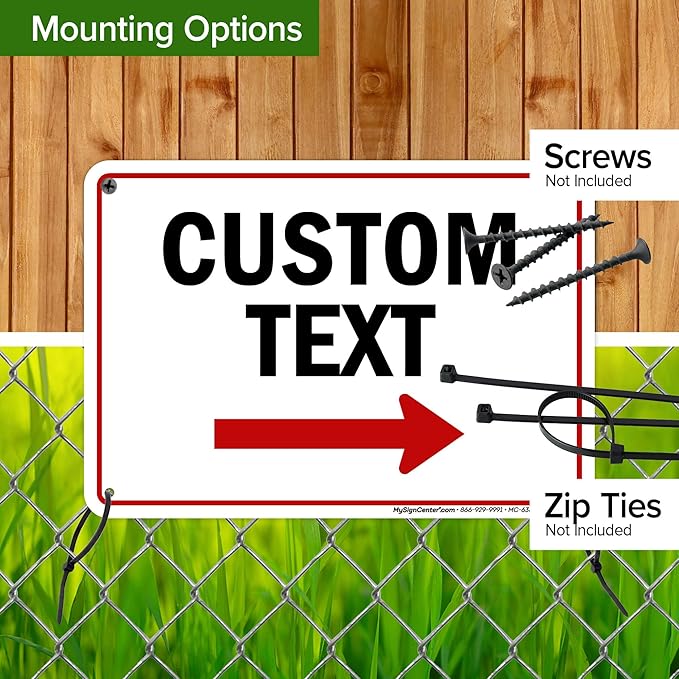 Custom Arrow,Custom Directional Sign, Right Arrow, 7x10 Inches, Rust Free .040 Aluminum, Fade Resistant, Made in USA by My Sign Center