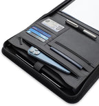 Forevermore Portfolios Padfolio Binder - Professional Faux Leather Travel Organizer Pouch for Tablet, Documents, Presentation Folders, Zipper Closure, Notepad - Black