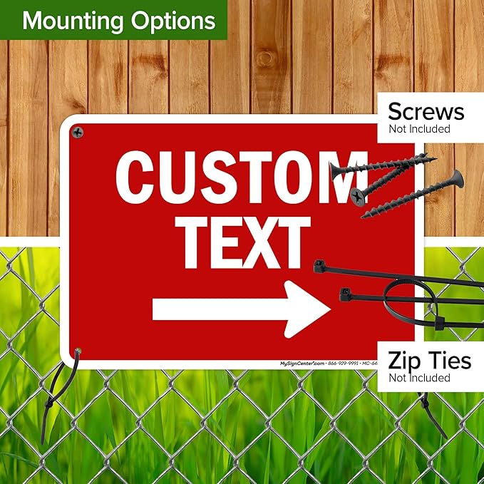 Custom Arrow,Custom Directional Sign, Right Arrow, 7x10 Inches, Rust Free .040 Aluminum, Fade Resistant, Made in USA by My Sign Center