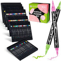 Arrtx Dual Tip Acrylic Markers 112 Colors,Brush and Fine Tip Acrylic Paint Pens Paint Coloring Drawing Markers for Rock Painting,Wood,Canvas,Glass,Stone,Plastic,Fabric Art Supply