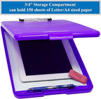 Think2Master [3 Pack] Purple Plastic Storage Clipboard. | 25% Heavier & Sturdier| Heavy Duty and Won’t Flex Like Other Brands (Compare The Weight). Storage Compartment Holds 150 Letter Sized Paper.