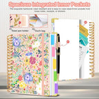 Spiral Journal Notebooks for Work, 300 Pages 5 Subject Notebook College Ruled with Dividers & Tabs, 8''x 10'' Large Notebook Journal for Women Students Note-Taking and Organizer (Beige Bloom)