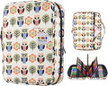 YOUSHARES Colored Pencil Case 220 Slots Pen Case Organizer With Handy Wrap & Zipper, Multilayer Holder for Prismacolor Colored Pencils & Gel Pen (Cartoon Owl)