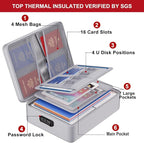ENGPOW 5200°F Fireproof Document Bag with Lock, Upgraded Heat Insulated Fireproof＆Waterproof Box 8 Layers Document Organizer, Portable Home Travel Safe Storage Box for Important Files, Laptop, Silver