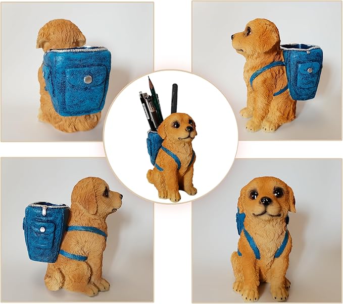 Photour Dog Pen Holder for Desk Pen Pencil Cup Creative Desktop Pen Organizer Pencil Cups for Desk Unique Accessories Decor for Home Office School Gift for Dog Lovers (Golden Retriever)
