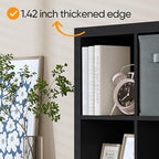 furtble Bookshelf with Storage Bins, 8-Cube Storage Organizer, Modern Wood Open Bookcase, Multifunctional Display Shelf for Living Room, Bedroom, Home Office, Matte Black