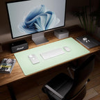 Aothia Double-Sided Desk Pad - 35.4" x 15.7" Leather Desk Mat with Eco Cork Protector, Large Mouse Pad, Waterproof Desk Blotter for Office/Home (Aqua)