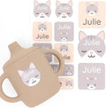 Large Name Labels for Kids (33) - Custom Stickers for Daycare and School Supplies - Durable, Waterproof Stickers for Water Bottles, Lunch Boxes, and More with Unique Designs - Kitten