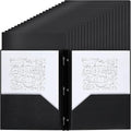 Lincia 100 Pcs Plastic Folders with Pockets and Prong Folders with Prongs 2 Pockets for Office, School for Students, Teachers, Office Workers(Black)