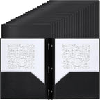 Lincia 100 Pcs Plastic Folders with Pockets and Prong Folders with Prongs 2 Pockets for Office, School for Students, Teachers, Office Workers(Black)