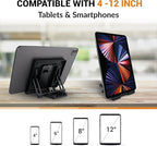 Portable Tablet Stand for Desk, Multi-Angle iPad Holder, Non-Slip Base, Foldable & Travel-Friendly for iPad, iPhone, Kindle, Galaxy Tablets