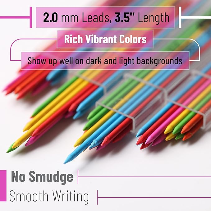 Mr. Pen- 2mm Lead Refills, 48 Pack, Colored Mechanical Pencils, 2.0 mm Lead Refills
