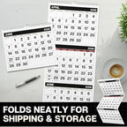 Dunwell 3-Month Wall Calendar 2026, Large Monthly Hanging Calendar with Big Bold Numbers, Easy to Read from a Distance, Use to Dec 2026, For Office or Home, 11x26 Open, Ships Folded