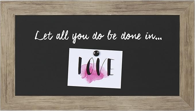 DesignOvation Beatrice Framed Magnetic Chalkboard, 13x23, Rustic Brown