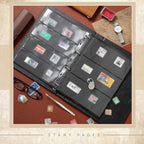 Lewtemi Stamp Collecting Albums Set Stamp Collection Book Include 20 Pages Album Binder Tweezer and Loop Magnifier Collecting Supplies for Collectors(Black,1/2/3/4 Rows)