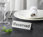New Star Foodservice Stainless Steel Table Tent Sign (Scoltp-213 (Reserved), 4 x 1.5-Inch (Set of 6))