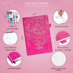 Legend Planner – Weekly & Monthly Life Planner to Hit Your Goals & Live Happier. Organizer Notebook & Productivity Journal. A5 (Hot Pink)