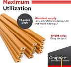 GRAPHITE Hard Lead Carpenter Pencils Bulk - (1) Pack of 12 Pieces Lumber Wooden Pencil #2 (HB) - Yellow