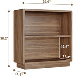 ChooChoo 2-Tier Bookcase, Small Wooden Bookshelf, Farmhouse Bookshelf with Open Storage, Short Bookcase for Bedroom and Home Office, Brown Walnut