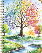 HARDCOVER 2026 Planner, 8.5"x11": 14 Months (November 2025 - December 2026), Daily Weekly Monthly Planner, Yearly Agenda, Bookmark, Pocket Folder and Sticky Note Set (Tree Seasons)