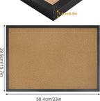 FEBSNOW Cork Board Bulletin Board 23 x 15.7Inches with Rectangle Black Frame Hanging Pin for Walls Office Message Board or Vision Board Decoration