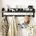 AMBIRD 35 inch Wall Hooks with Shelf, Coat Rack Wall Mount, Large Coat Hanger for Wall, Entryway Shelf with 7 Dual Coat Hooks, 4 Key Hooks and Mail Organizer, Wooden Key Holder Rack (Black)