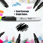 Buecs Permanent Markers, 128 Count Black Permanent Markers, Fine Point, Waterproof & Smear Proof Markers, Quick Drying, Office Supplies for School, Office, Home