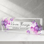 Custom Office Name Plate, Personalized Gifts for Women & Men, Appreciation Gifts for Employees, Boss, Teacher - Office Desk Accessory (Purple Hydrangea Flower)