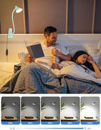 LiFMIRA Reading Light for Bed, Clip-on Desk Lamp with Flexible Neck, 3 Color Modes & 10 Dimmable Brightness, Teal