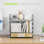 Cawukege 5 Tier Paper Organizer with Handle, Metal Mesh Desk Organizer File Folder Paper Letter Tray Desktop Document Sorter for Classroom, School, Office Accessories Organization and Storage - Silver
