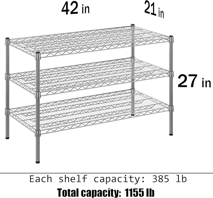 Regal Altair 21" Deep x 42" Wide x 27" Height Wire Shelving Kit | 3-Tier | NSF Commercial Storage Rack Unit