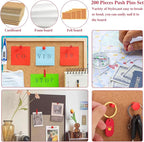 200 Pieces Push Pins, 5 Style Red Thumb Tacks Decorative Push Pins for Cork Board Office Wall Bulletin Board Craft Project Home Supplies