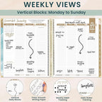 bloom daily planners 2026 Hardcover Calendar Year Goal & Vision Planner (January to December) - Monthly & Weekly Agenda Organizer - 7.5" x 9" - Ocean Oasis
