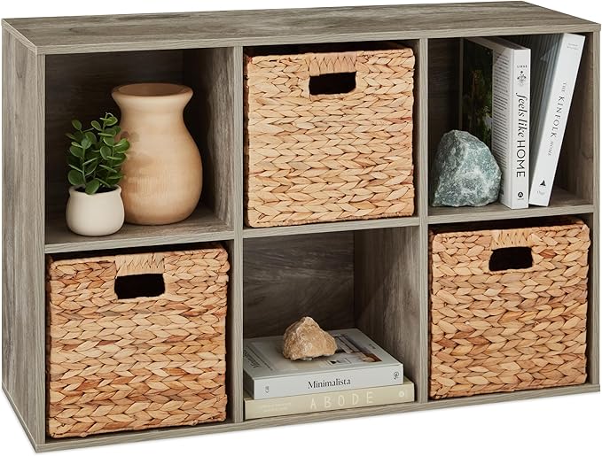 Best Choice Products 6-Cube Storage Organizer, 11in Shelf Opening, Bookcase, Display Shelf, Customizable w/ 3 Removable Back Panels – Greige