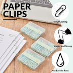 NEEWAY Colorful Paper Clips Assorted Sizes, Small and Large Paperclips, 210 Count, 3 Pack of 70 (Light Green)