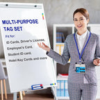 Marspark 50 Sets Clear Name Tags with Lanyard, Lanyards for ID Badges Reusable Strap with ID Holder Plastic Name Badges for Adults Business School Church Conference (Blue)