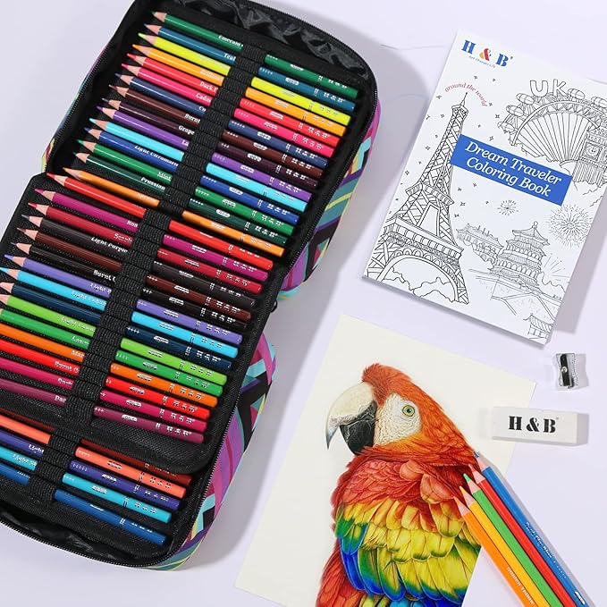 H & B 120 Colored Pencils Set, Art Pencil Kit for Adult Coloring,Oil Based Soft Core, Ideal for Coloring Sketching Shading,Art Set for Kids Teens Beginner Wooden Color Pencils