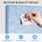 Large Cork Bulletin Board for Wall 48"x36", 12 Pack Felt Wall Tiles with 80 Pushpins, 60 Safe Removable Adhesive Tabs, Decorative Pin Board Tack Board for Office Home School, Light Blue