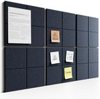 Bumusty Large Cork Board Alternative-36 x24 Felt Bulletin Board Tiles, with 30 Pushpins, 40 Adhesive Tabs, 6-Pack Slat Wall Paneling, Cork Boards for Office Push Pin Felt Board-Deep Charcoal Blue