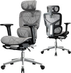 Opiesit Office Chair with 3D Adjustable Lumbar Support,Ergonomic Computer Chair,Adjustable Headrest and Armrests, 400lbs Capacity,Tilt-Swivel,Premium Mesh Desk Chair for Office,Home & Gaming (Grey)