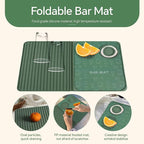 Bar Mat, Bar Accessories, Multifunctional Folding Cocktail Mat with Cutting Board, 18" X 12"(Green) Drying Mats,Bar Mat for Countertops,Bar Decorations for Home, Outdoor Bar Accessories,Travel