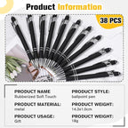 Zonon 38 Pieces Rubberized Ballpoint Pen with Stylus Tip Stylish Metal Pen Capacitive Styli with Soft Rubberized Grip, Black Ink for Most Devices(Black)