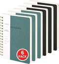 Spiral Notebook-5.75" x 8.125" College Ruled Journal with Inner Pockets and 160 Pages,PU Leather Cover Business Journal, Twin-Wire Binding Notebook Perfect for Office & Home School Supplies 6 pack Black/Green