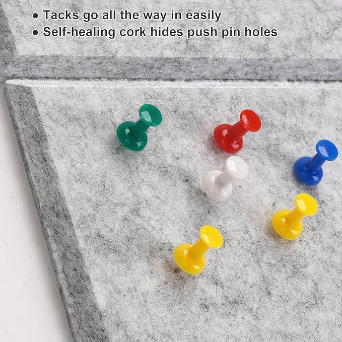 Large Cork Board Alternative 48" X 36" Bulletin Board - 12 Pack Removable Felt Wall Tiles with 30 pushpins, Large Cork Boards for Walls Cork Board for Office Pin Board Tack Board - Silver Gray