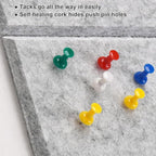 Large Cork Board Alternative 36" X 24" Bulletin Board - 6 Pack Removable Felt Wall Tiles with 15 pushpins, Large Cork Boards for Walls Cork Board for Office Pin Board Tack Board - Silver Gray