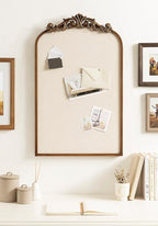 Kate and Laurel Arendahl Arch Pinboard; Gold; 19 x 31; Framed Arched Ornate Vintage Pinboard for Unique Display; Organization; and Decor Options